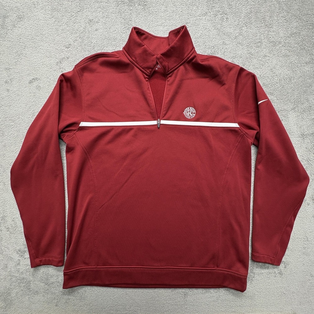 River Ridge Golf Club Pullover Mens Large Red Nike Therma Fit Golf Jacket Tour